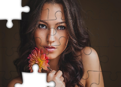 Romantyczna, Dziewczyna, Makijaż, Kwiatek