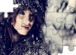 Kobieta, Czapka, Śnieg