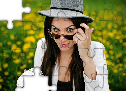 Kobieta, Kapelusz, Ciemne, Okulary, Kanapka