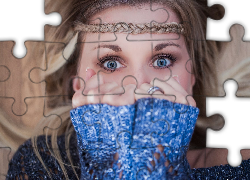 Kobieta, Blondynka, Niebieskie, Oczy