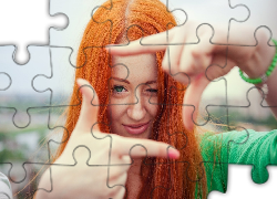 Rude, Długie, Włosy, Radosna, Kobieta