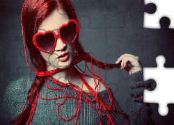 Kobieta, Okulary, Warkocze