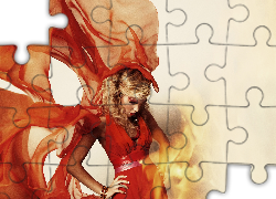 Blondynka, Biżuteria, Czerwone, Wstążki