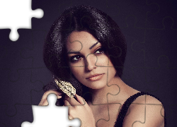 Brunetka, Modelka, Makijaż, Biżuteria