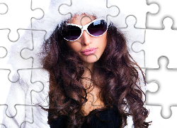 Modelka, Brunetka, Okulary, Zimowa, Kurtka