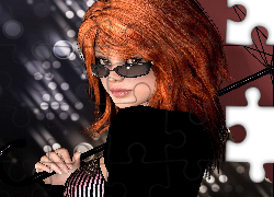 Ruda, Dziewczyna, Okulary, Portret, Grafika