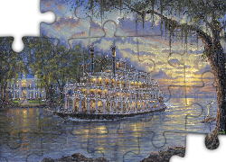 Obraz, Robert Finale, Rzeka, Statek