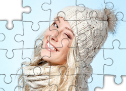 Blondynka, Piękna, Zalotna, Uśmiechnięta, Kobieta