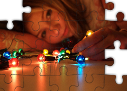 Kobieta, Lampki, Światełka