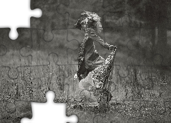 Kobieta, Blondynka, Łąka