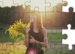 Kobieta, Szatynka, Trawa