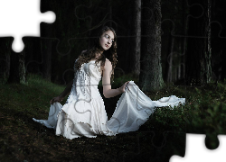 Kobieta, Szatynka, Las