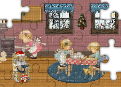 Boże Narodzenie,misio, kuchnia , dzieci