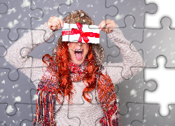 Kobieta, Czapka, Szalik, Zakryte, Oczy