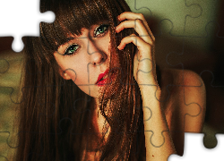 Kobieta, Szatynka, Zielone, Oczy