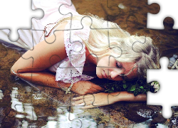 Kobieta, Blondynka, Biała, Sukienka