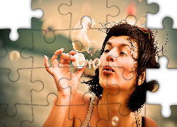 Kobieta, Puszczanie, Baniek, Mydlanych