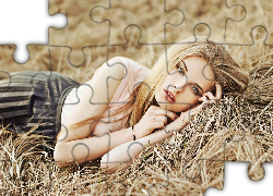 Kobieta, Blondynka, Siano
