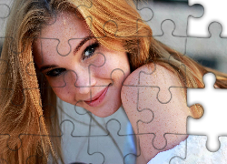 Kobieta, Ruda, Piegi, Uśmiech