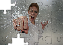 Kobieta, Pięść, Zbite, Szkło