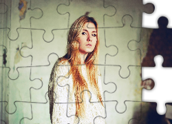 Kobieta, Blondynka, Biały, Sweter