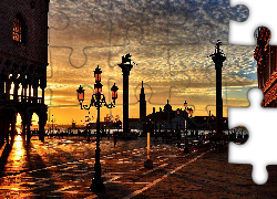 Wenecja, Włochy, Promenada, Zachód Słońca