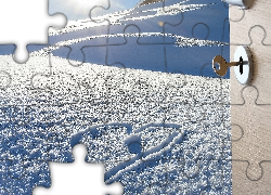 Abstrakcja, Serce, Zima, Śnieg, Drzwi, Klucz