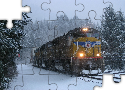 Pociąg, Śnieg, Drzewa