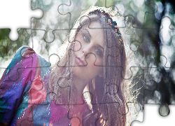 Kobieta, Makijaż, Opaska