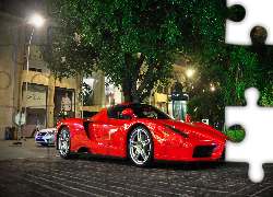 Czerwone, Ferrari, Enzo, Ulica, Drzewa