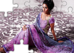 Piękna, Brunetka, Suknia