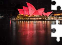 Australia, Sydney, Zatoka Port Jackson, Sydney Opera House, Noc