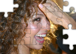 Uśmiechnięta, Kobieta, Twarz, Ręka