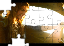 Uśmiechnięta, Kobieta, Kierująca, Samochodem