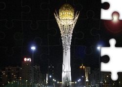 Kazachstan, Astana, Pomnik, Noc