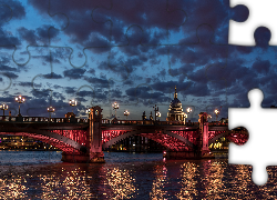 Londyn, Most, Rzeka, Światła, Kopuła