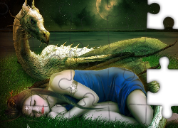 Fantasy, Smok, Kobieta