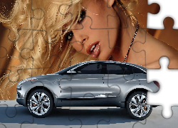 Piękna, Kobieta, Długie, Włosy, Samochód