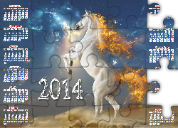 Kalendarz, 2014, Koń, Ogień