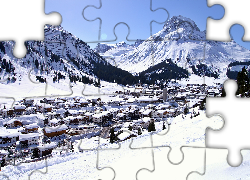 Tyrol, Zima, Góry, Las, Dolina, Panorama, Kurortu