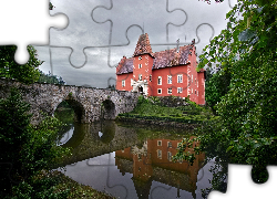 Czechy, Zamek Chervena Lhota, Most, Rzeka, Drzewa
