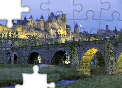 Zamek w Carcassonne, Francja, Fortyfikacje Carcassonne, Most, Rzeczka