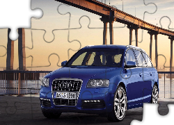 Niebieski, Samochód, Audi, A4 B6, Most