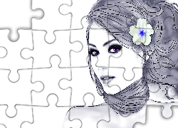 Kobieta, Grafika, Kwiat, Makijaż