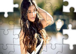 Brunetka, Uśmiech, Długie, Włosy