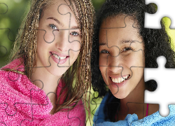 Dwie, Uśmiechnięte, Kobiety, Portret