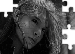 Kobieta, Makijaż, Portret, Rysowane, Ołówkiem, Obraz