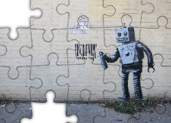 Robot, Banksy, Street art
