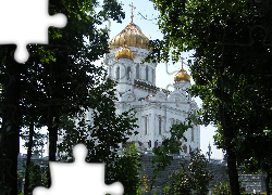 Katedra, Złote, Kopuły, Moskwa, Drzewa