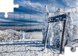 Góry, Zima, Tablica, Krajobraz